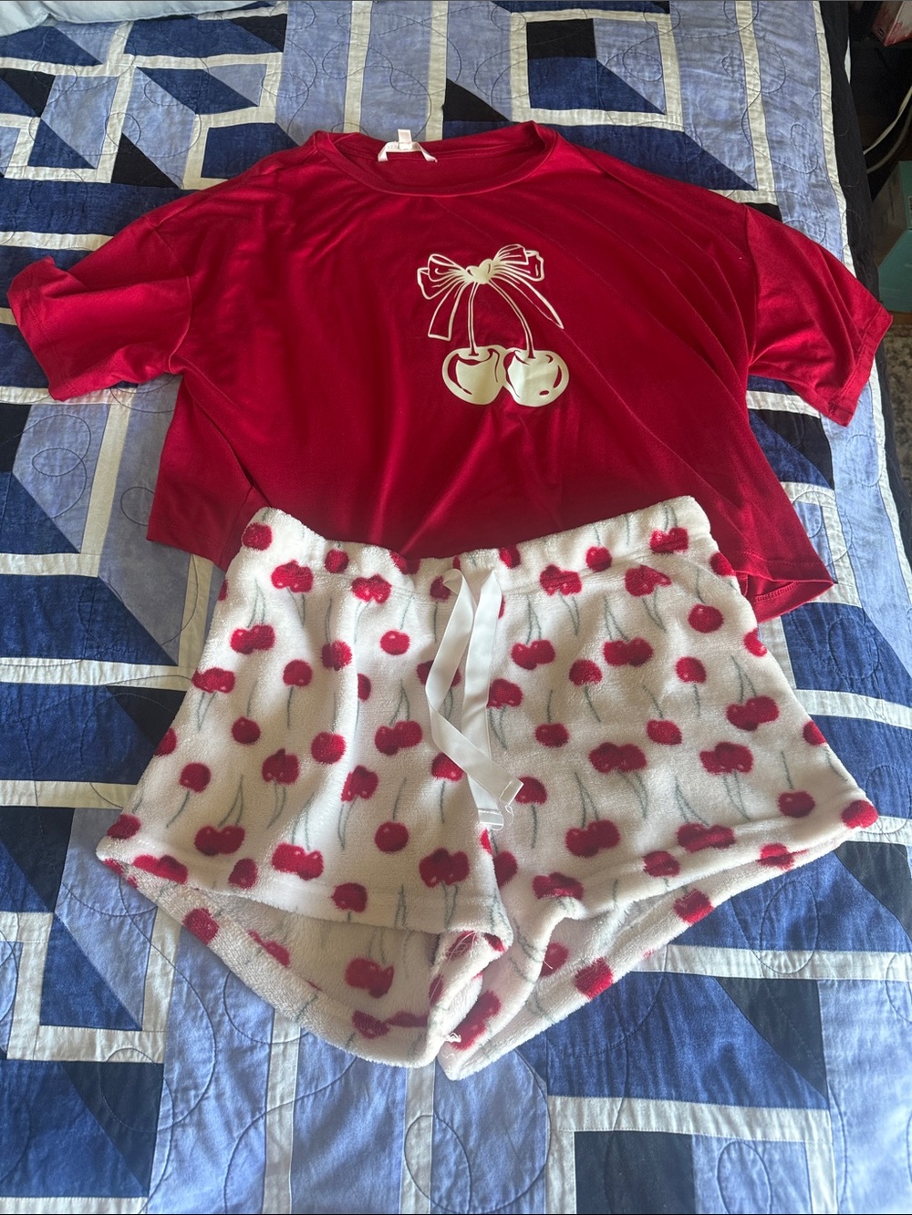 Bluenotes 2 piece cherry jammies Tee and shorts